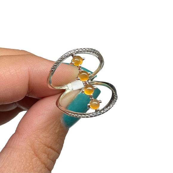 Jewelry - Carnelian Ring Solid Sterling Silver 925 Size 6 Orange Natural Multi Stone